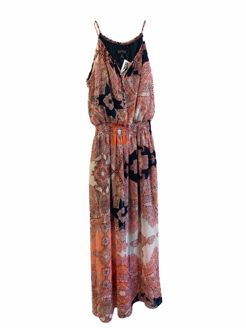 NWT Enfocus Studio Women’s Boho Paisley Maxi Dress Size 12 Sleeveless Smocked Wa - Picture 2 of 6